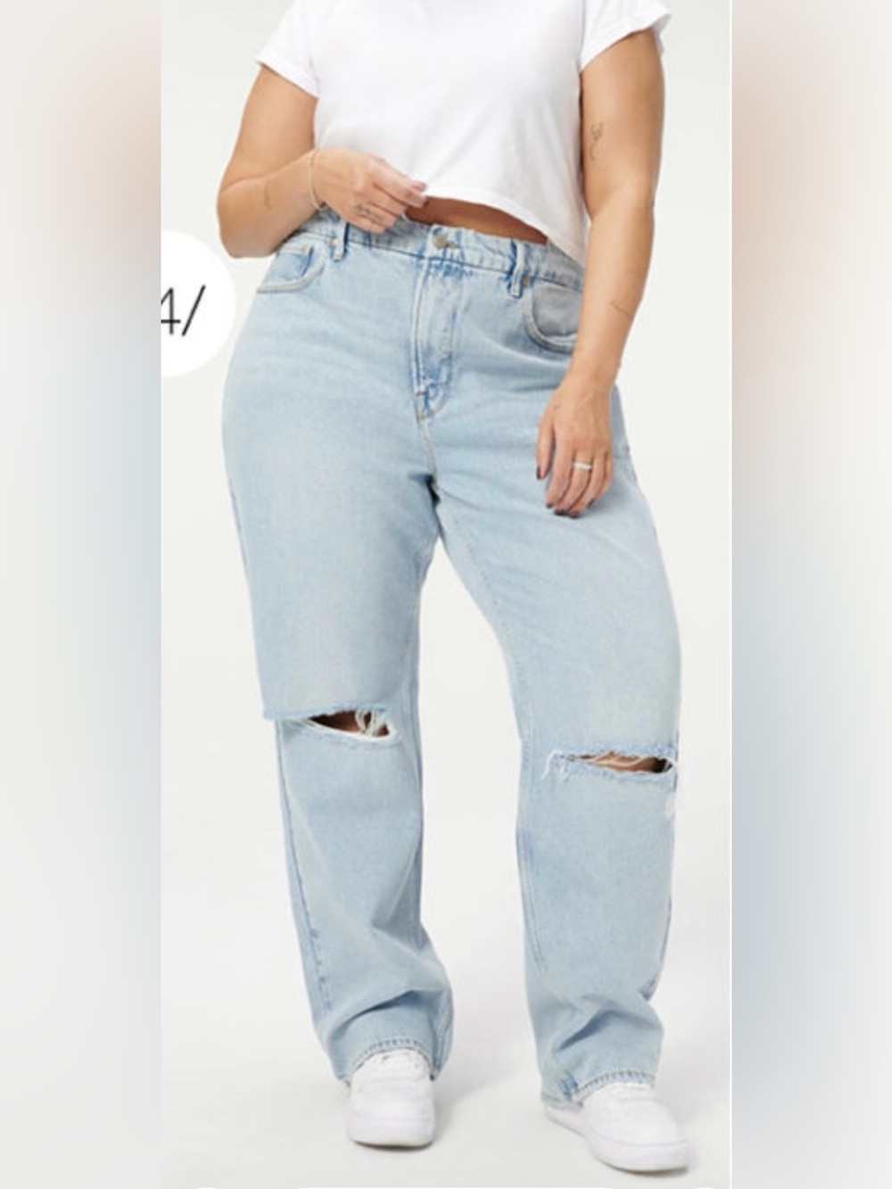 NWT Good American 90’s Straight Light Blue Distressed Jeans - Picture 2 of 7
